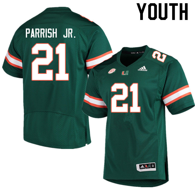 Youth #21 Henry Parrish Jr. Miami Hurricanes College Football Jerseys Sale-Green